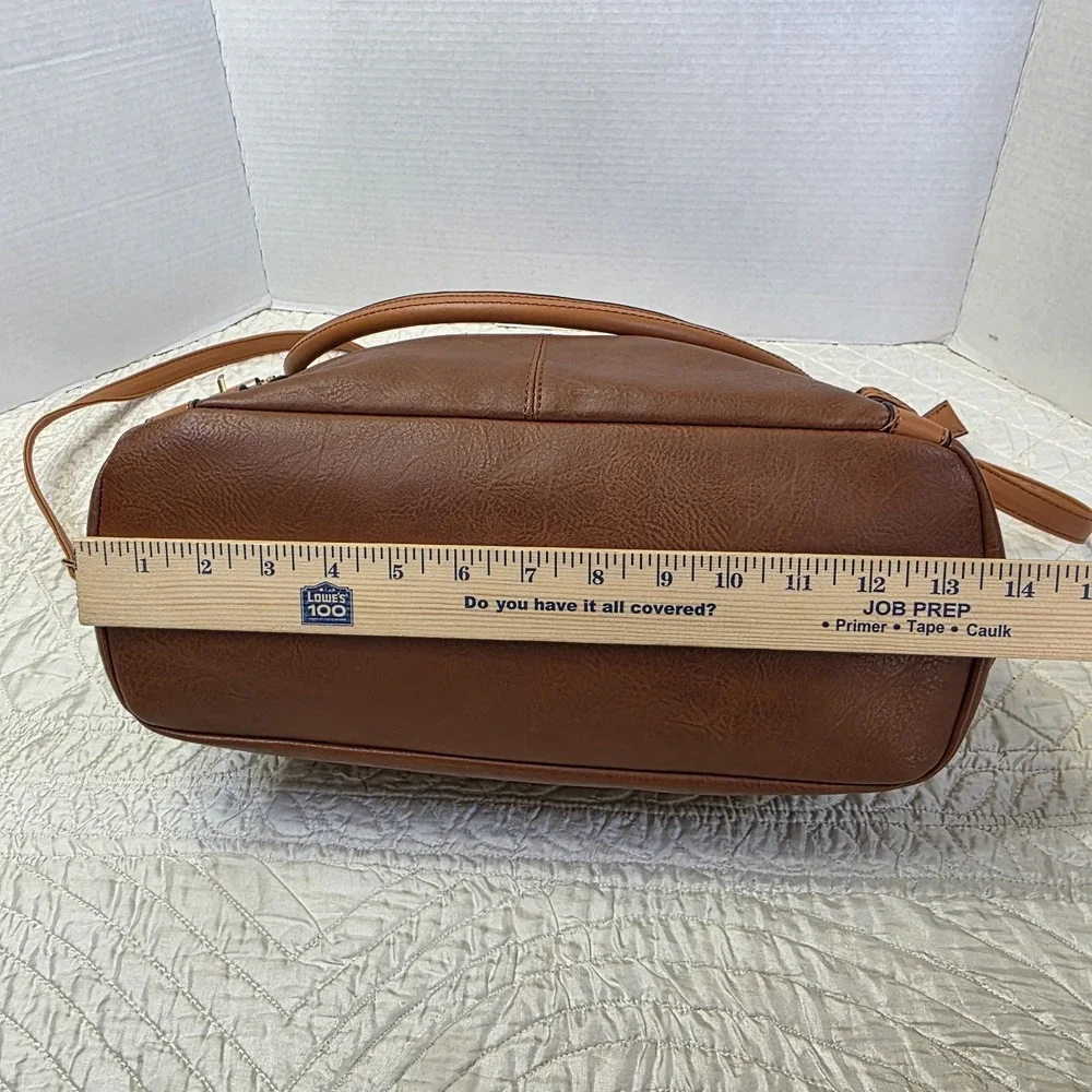 New Brown Soft Faux Leather Elegant Hobo Tote Bag with Crossbody Strap for Women